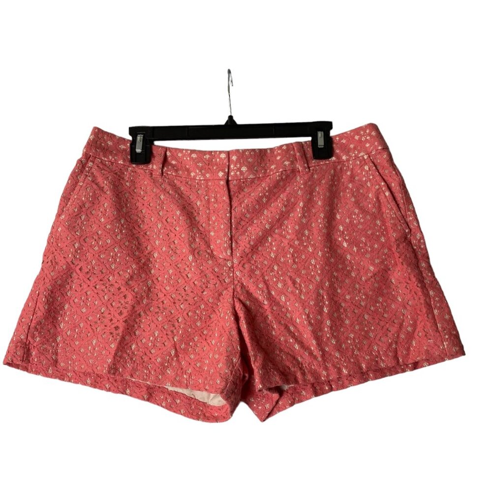 Ann Taylor LOFT Women Size 12 Salmon Zip‎ Hooks Lined Lace Shorts